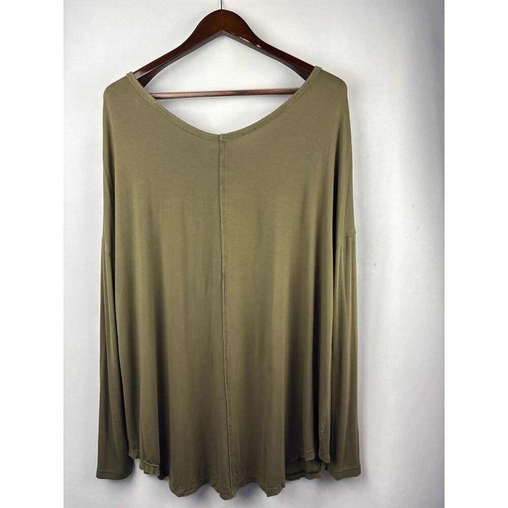 Women’s Free People XL Olive Green Long Sleeve V-Neck Shirt - Picture 3 of 5